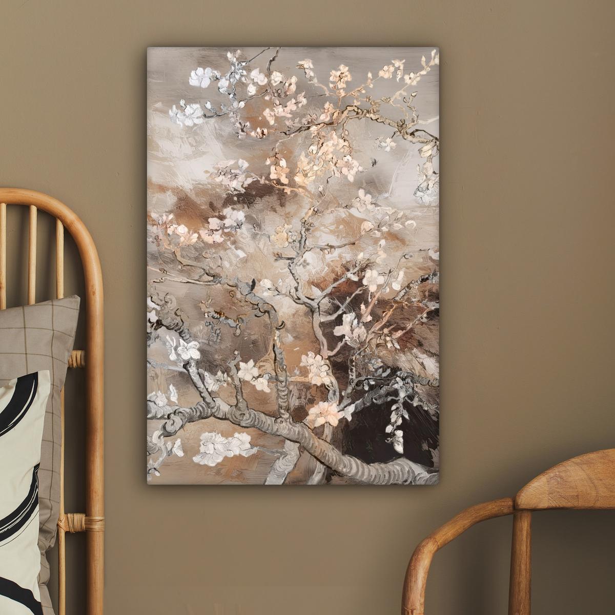 LEINWANDBILD Mandelblüte - Kunst - Van Gogh - Beige - Abstrakt Wanddeko 40x60 cm - Braun, Textil (40/60cm) - MuchoWow