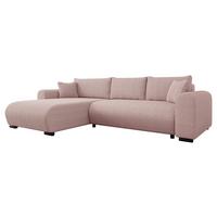 ECKSOFA Merkos Cord - Hellrosa/Schwarz, Holz/Textil (285/188cm) - MIRJAN24