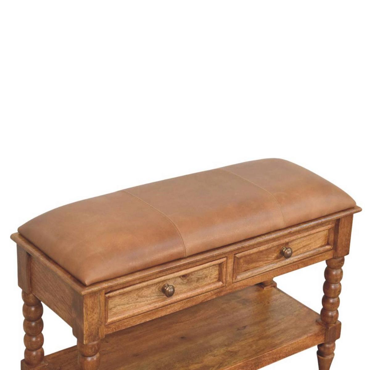SITZBANK mit Amber-Eichen-Finish, 2 Schubladen, 1 offene Ablage, hellbraun. - Hellbraun, Holz (90/55/35cm) - Artisan Furniture