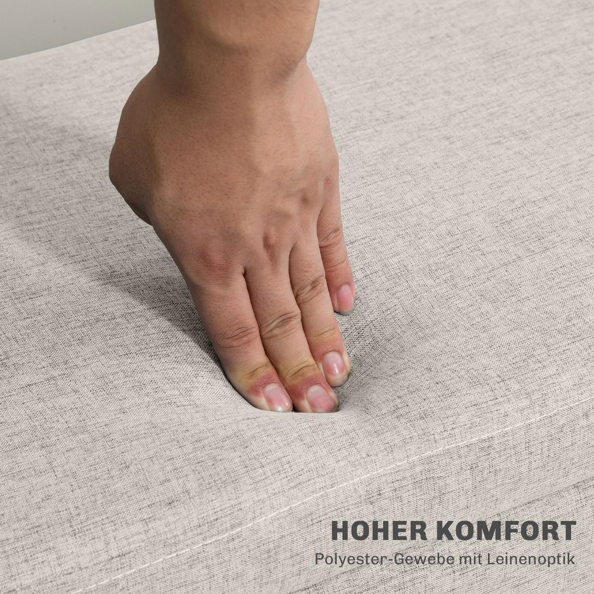 TRUHENBANK scandinavia Polyester Holz Beige - Beige, Kunststoff (39/45/110cm) - HOMCOM