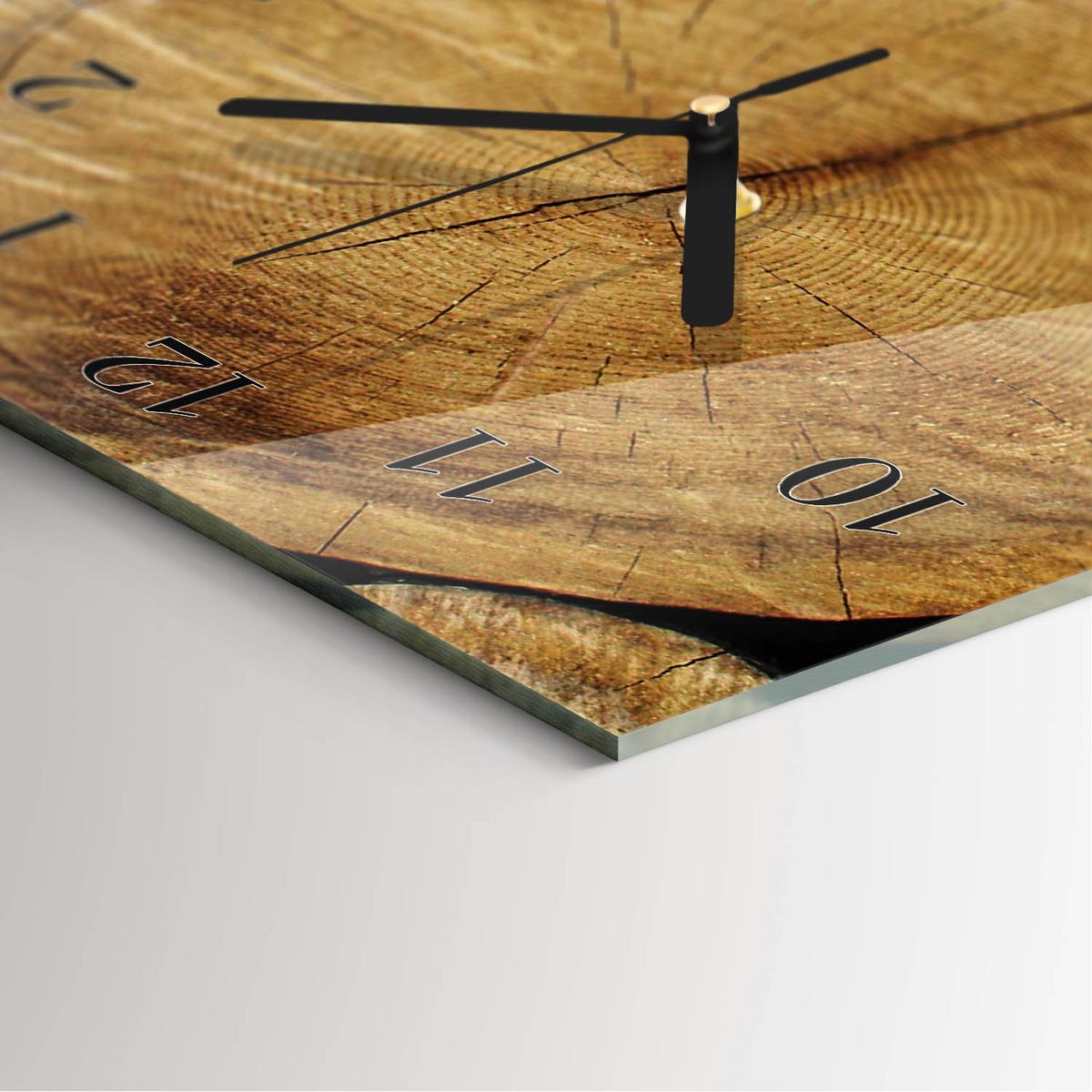 WANDUHR aus Glas 30x60 cm - Holz - Braun, Glas (30/60/0.4cm) - TULUP