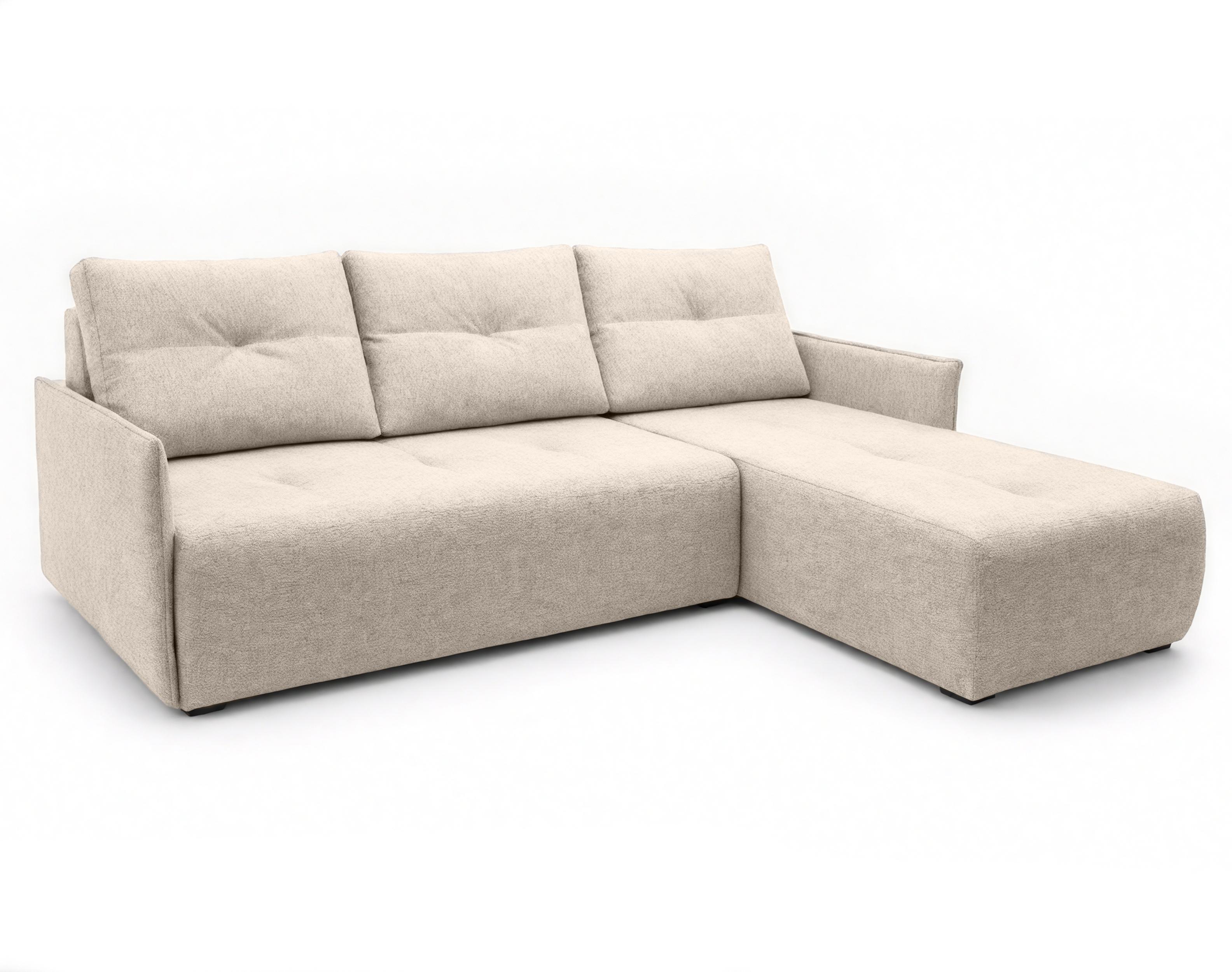 ECKSOFA L Form Damascus Beige 212/143/88 cm Rechts mit Schlaffunktion - Beige/Schwarz, Kunststoff/Textil (212/143cm) - AX Living