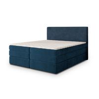 BOXSPRINGBETT MATERN 200x200 cm mit Matratze und Topper, H2+H3 - Blau - Blau, Holz (200/200cm) - MASSENO