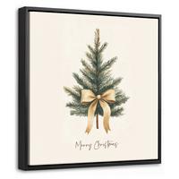 LEINWAND Bilder mit Rahmen - Weihnachtsbaum - Weihnachten - Frohe Weihnachten - Beige - 20x20 - Sandfarben, Textil (20/20cm) - MuchoWow