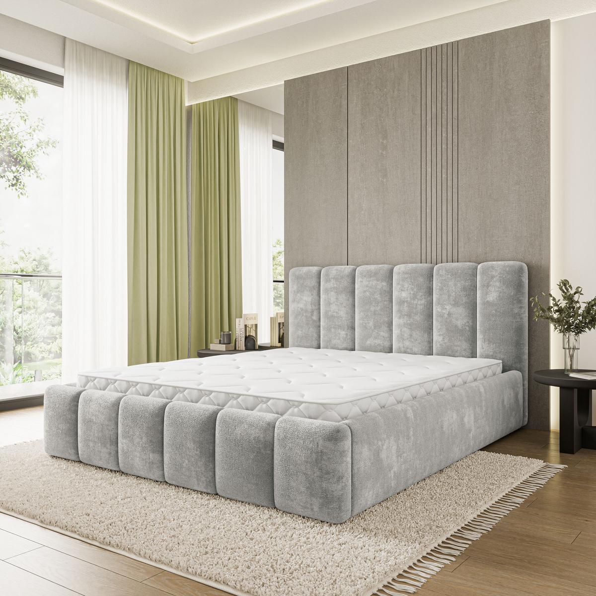 POLSTERBETT ATTORA LM 120x200 cm mit Bettkästen - Hellgrau - Hellgrau, Holz (120/200cm) - MASSENO