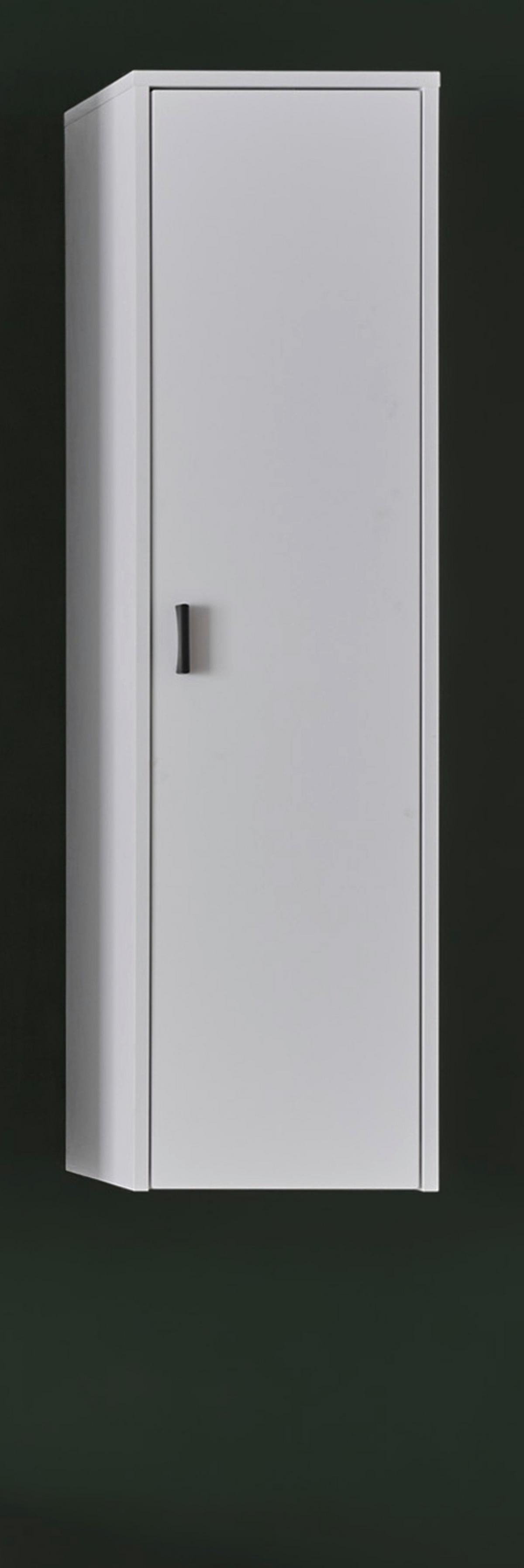 HÄNGESCHRANK weiß matt, Eiche 33 x 120 cm, Wohn- und Esszimmer Wandschrank mit Soft-Close - Eichefarben/Schwarz, Holzwerkstoff/Metall (33/120/30cm) - Furn.Design
