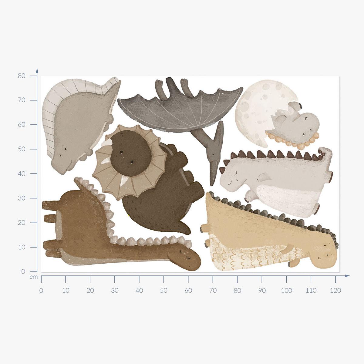 WANDAUFKLEBER 80x122cm - Pastellfarbene Dinosaurier - Multicolor, Kunststoff (80/122/0.1cm) - Wallfluent