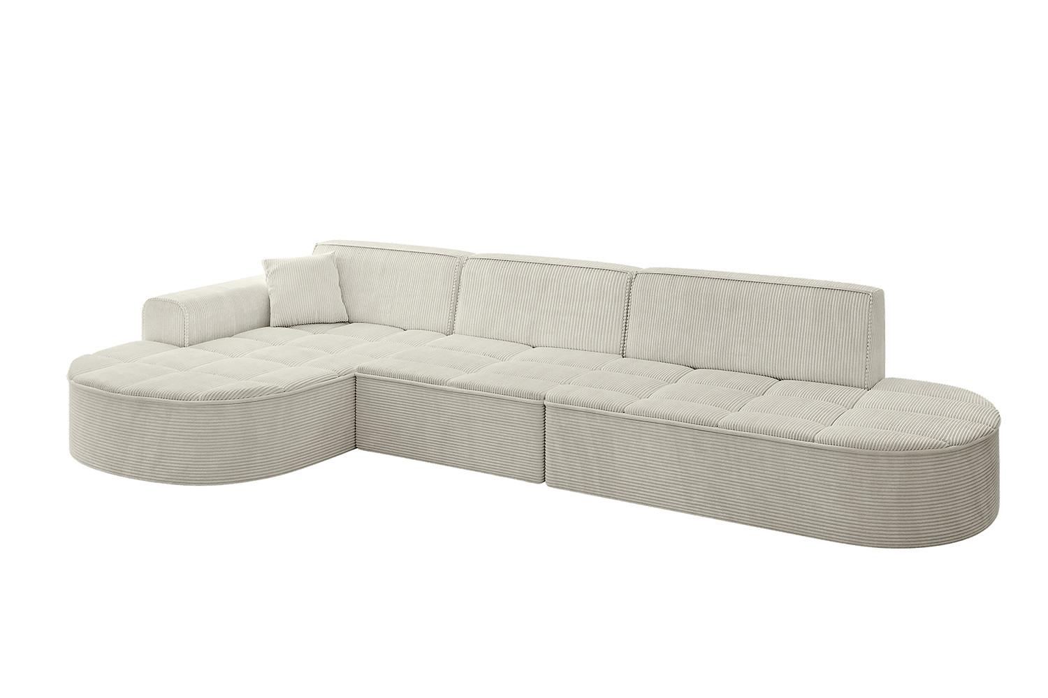 ECKSOFA Ottomane Links TARO-L2 - 328x171x79,5 cm Creme - Hellgrau/Creme, Holzwerkstoff/Textil (328/171cm) - ALTDECOR