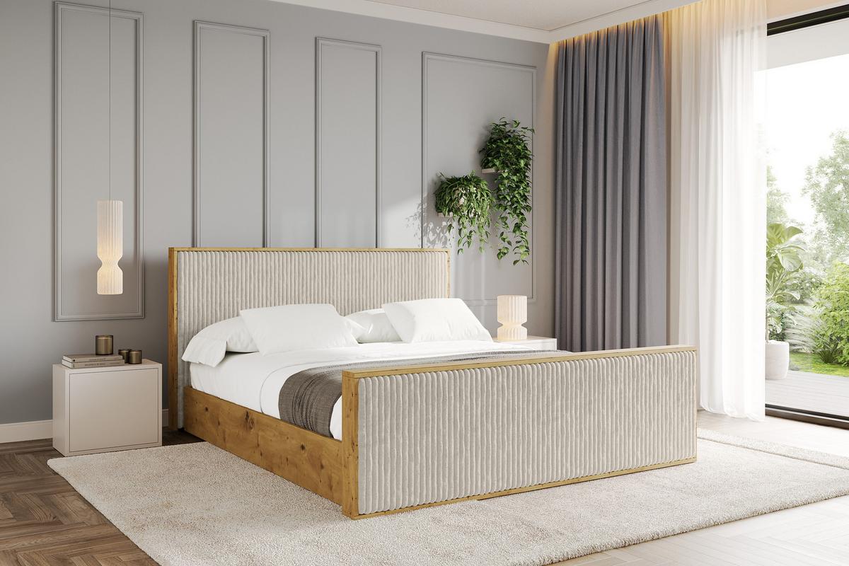POLSTERBETT mit Bettkasten und Lattenrost, Boxbett mit Stauraum und Kopftei mit Matratze H3/H4 - ENZO10 200x200 Creme - Beige, Holzwerkstoff/Textil (200/200cm) - ALTDECOR