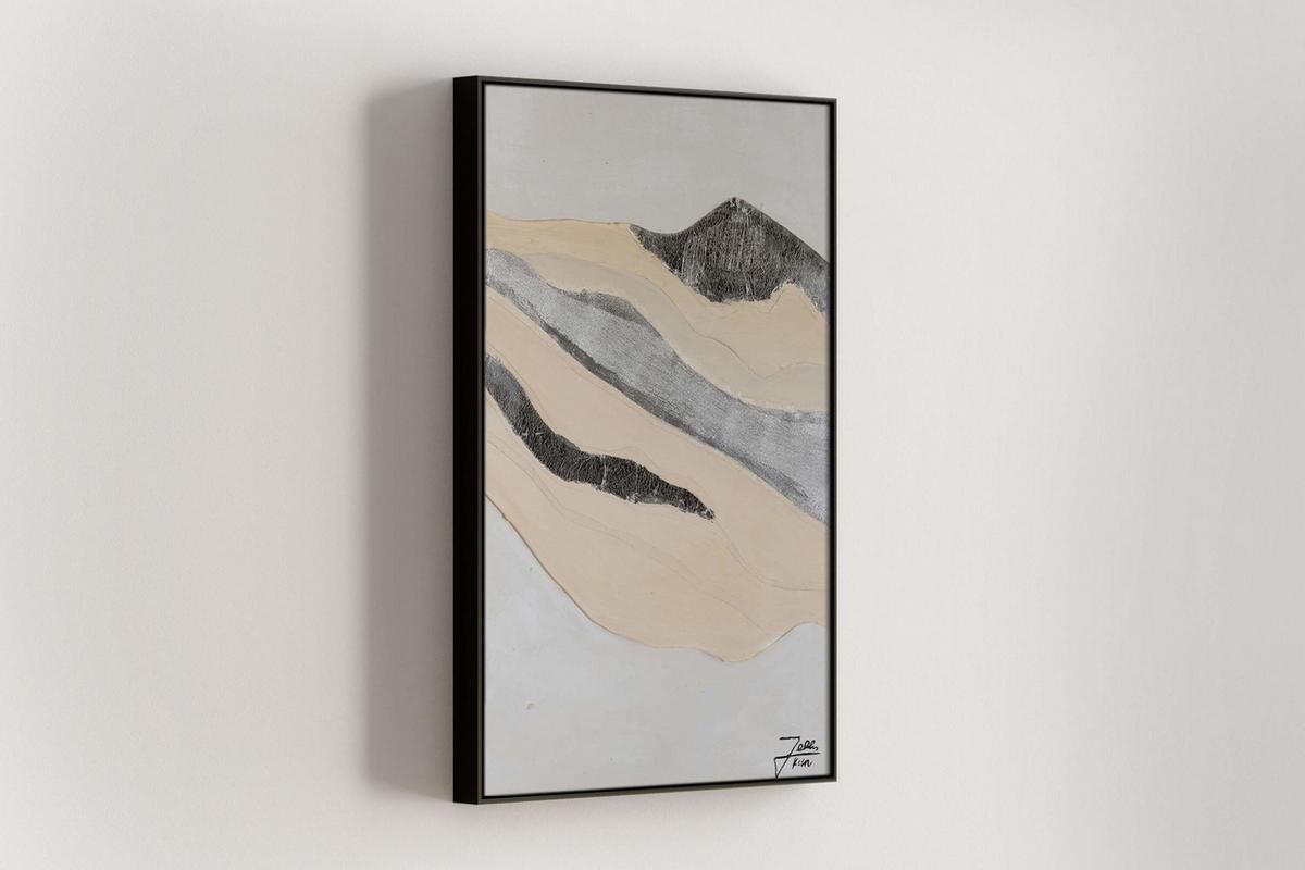 ACRYLBILD HANDGEMALT 60/90 cm - Beige/Grau, Holz/Textil (60/90cm) - KUNSTLOFT