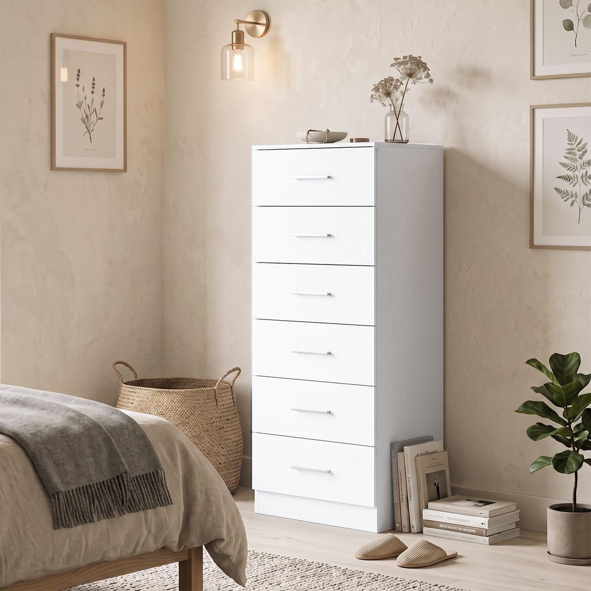 KOMMODE MDF Weiß - Silberfarben/Weiß, Holzwerkstoff/Kunststoff (40/110/40cm) - HOMCOM