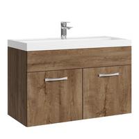 BADMÖBEL-SET Paso 2 Teile Braun Eiche - 80 x 35 x 55 cm - Eichefarben/Braun, Holz (80/55/40cm) - Badplaats