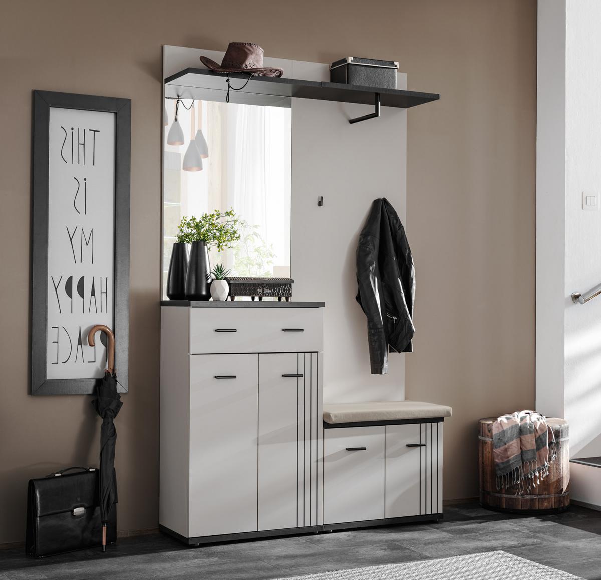FLURKOMMODE Kaschmir, schwarz 60 x 96 cm, Flurschrank mit Streifenmuster - Kaschmir/Schwarz, Holzwerkstoff/Kunststoff (60/96/32cm) - Inn.Furn