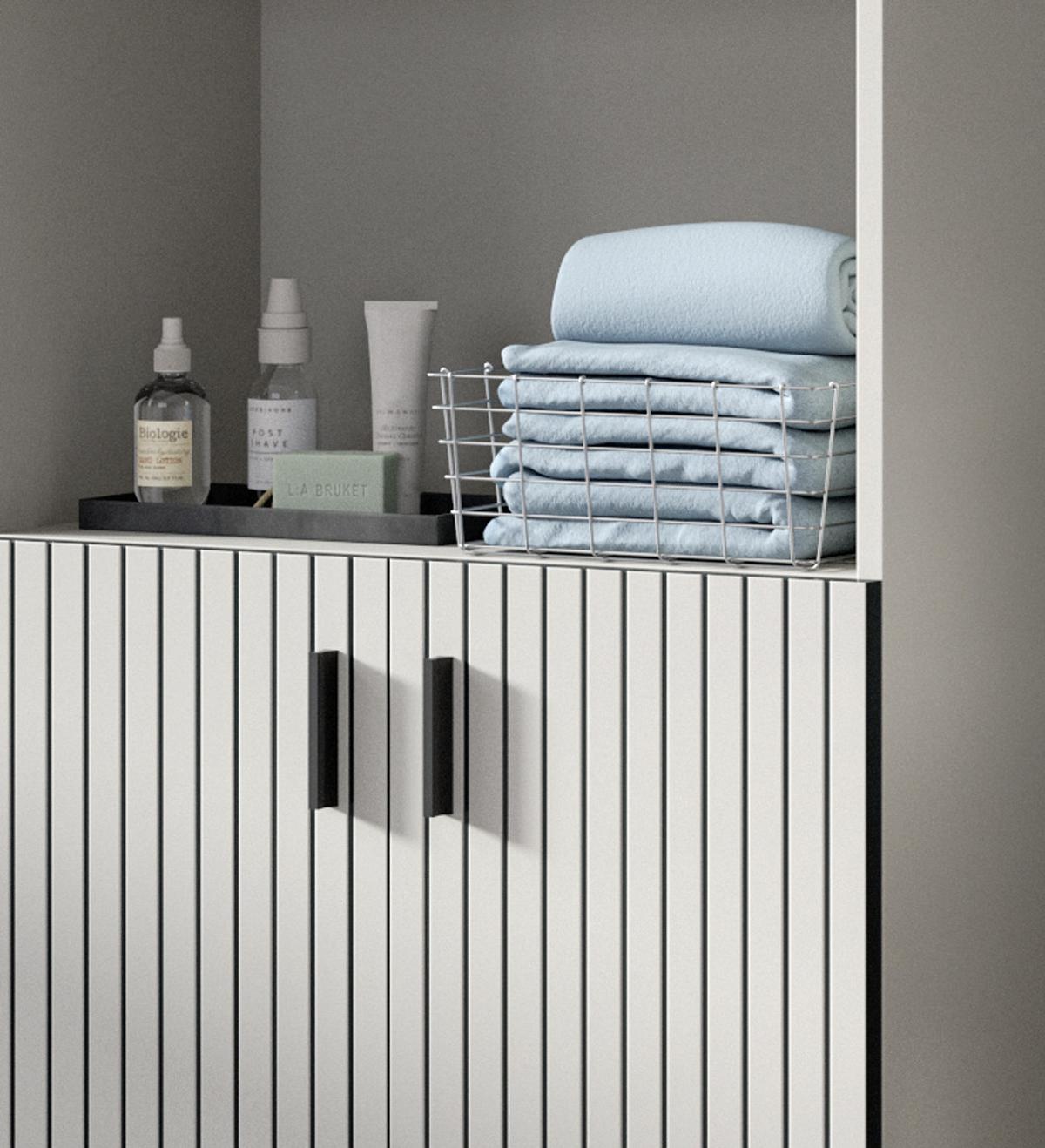 HOCHSCHRANK kaschmir 60 x 192 cm, Badschrank 4-türig - Kaschmir/Schwarz, Holzwerkstoff/Kunststoff (60/192/30cm) - Inn.Furn