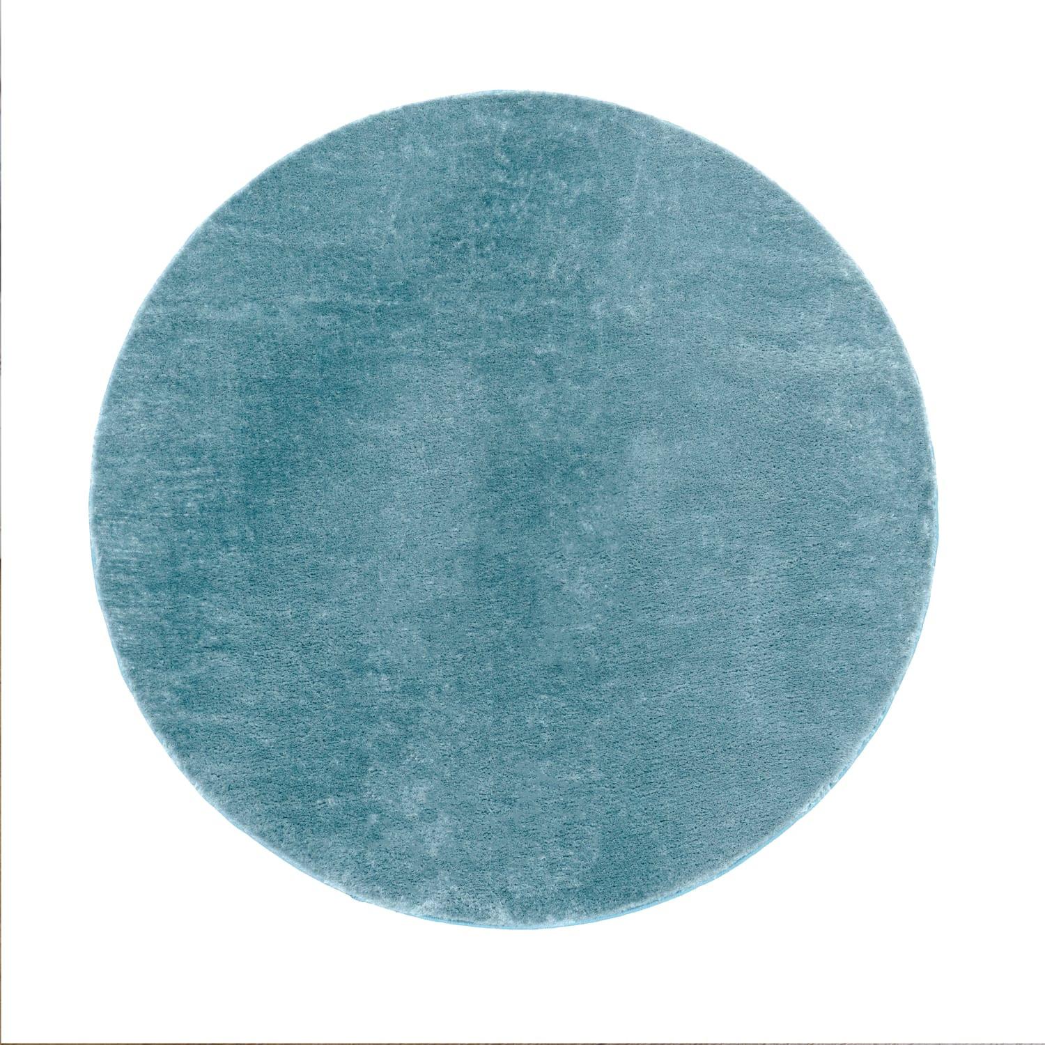 KURZFLORTEPPICH, einfarbig, Türkis, Ø 80 cm - Blau, Textil (80/80cm) - KADIMA DESIGN