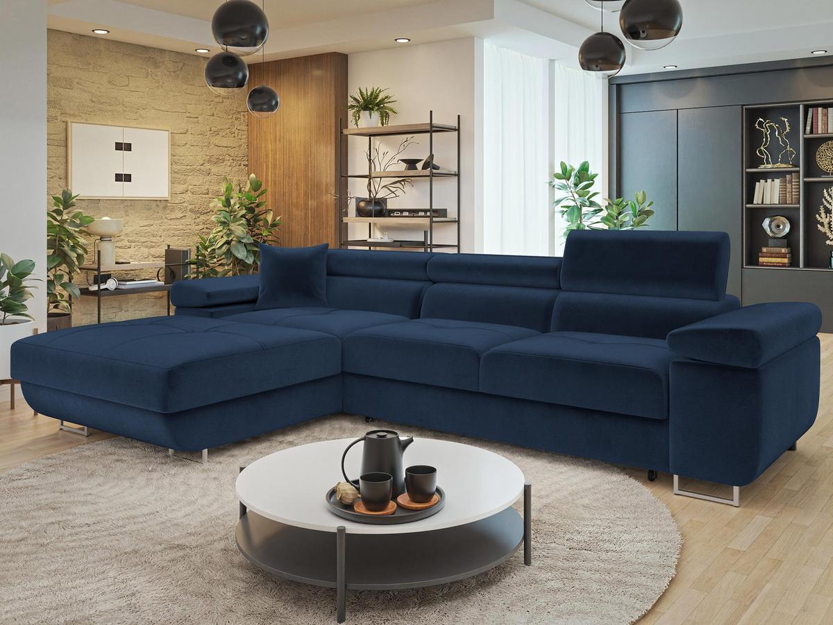 ECKSOFA Torezio Mini, Seite: Links - Blau, Holz/Textil (280/170cm) - MIRJAN24