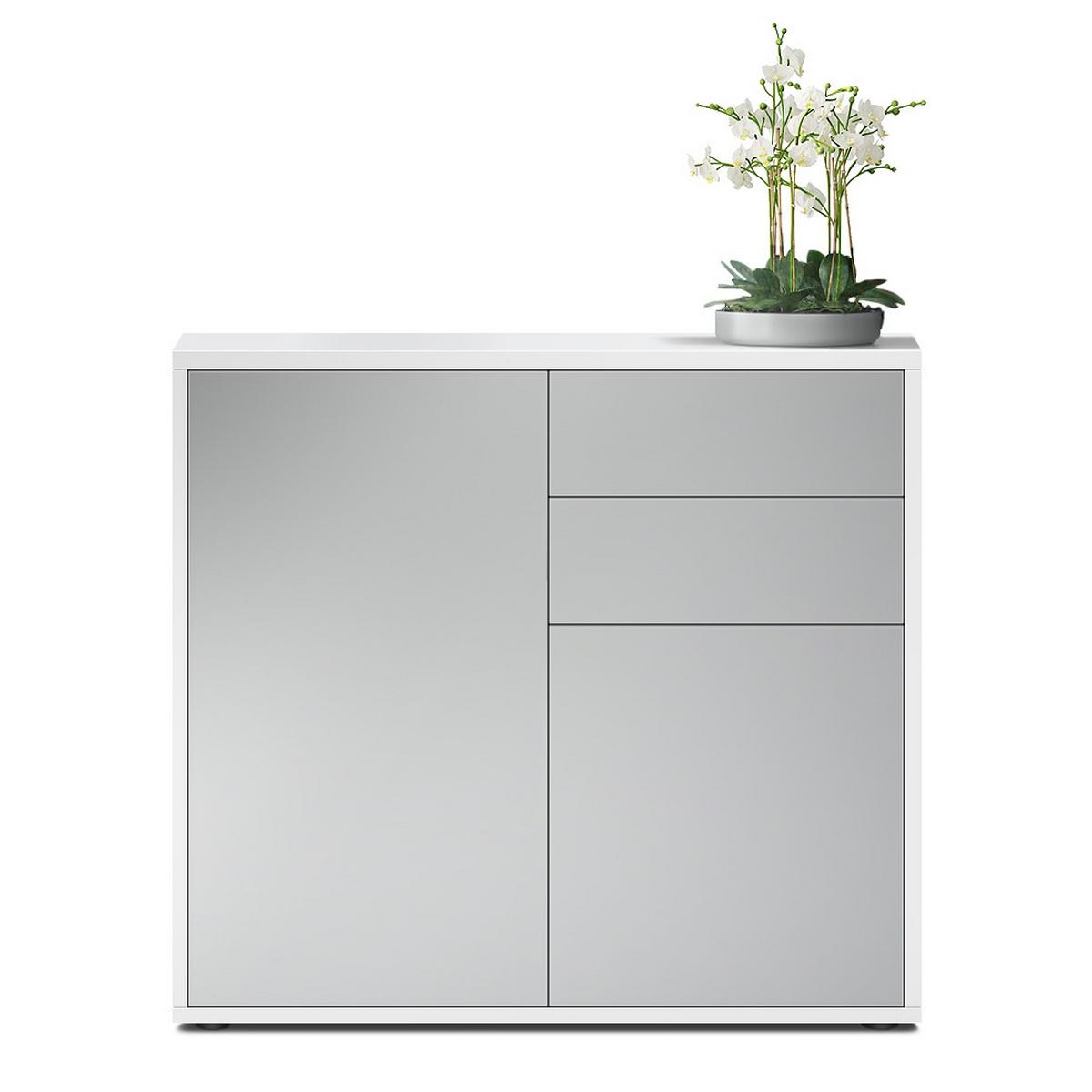 KOMMODE Ben Front in Hellgrau Seidenmatt - Greige, Holzwerkstoff (79/74/36cm) - Vladon