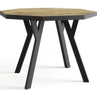ESSTISCH Desmond achteckiger ausziehbarer, Wotan Eiche 100-200/100/76 cm - Eiche Wotan/Schwarz, Holz/Holzwerkstoff (100/200/76cm) - WFL GROUP