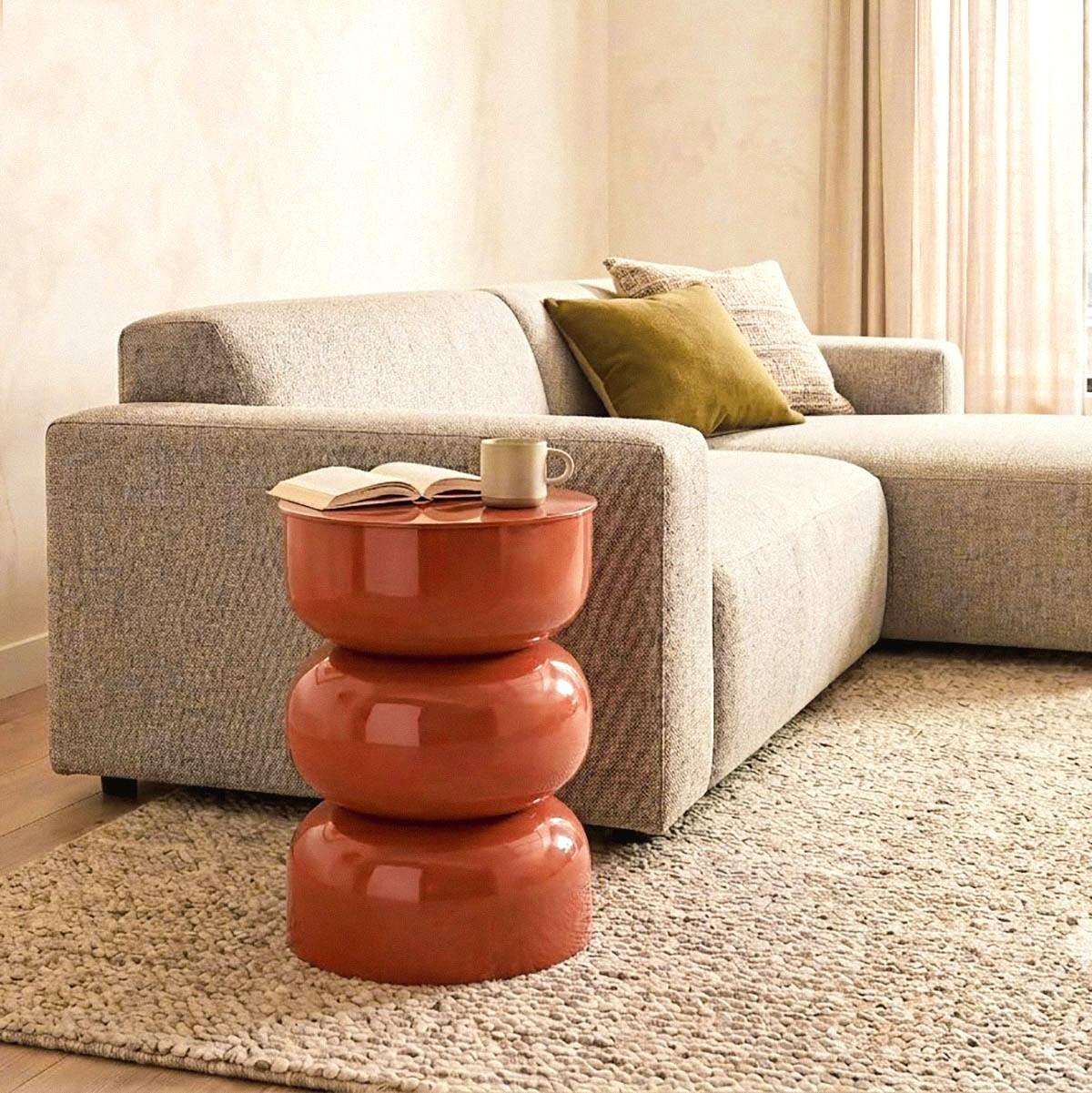 BEISTELLTISCH aus lackiertem Metall 36/50/36 cm - Terracotta, Metall (41/36/50cm) - Calicosy