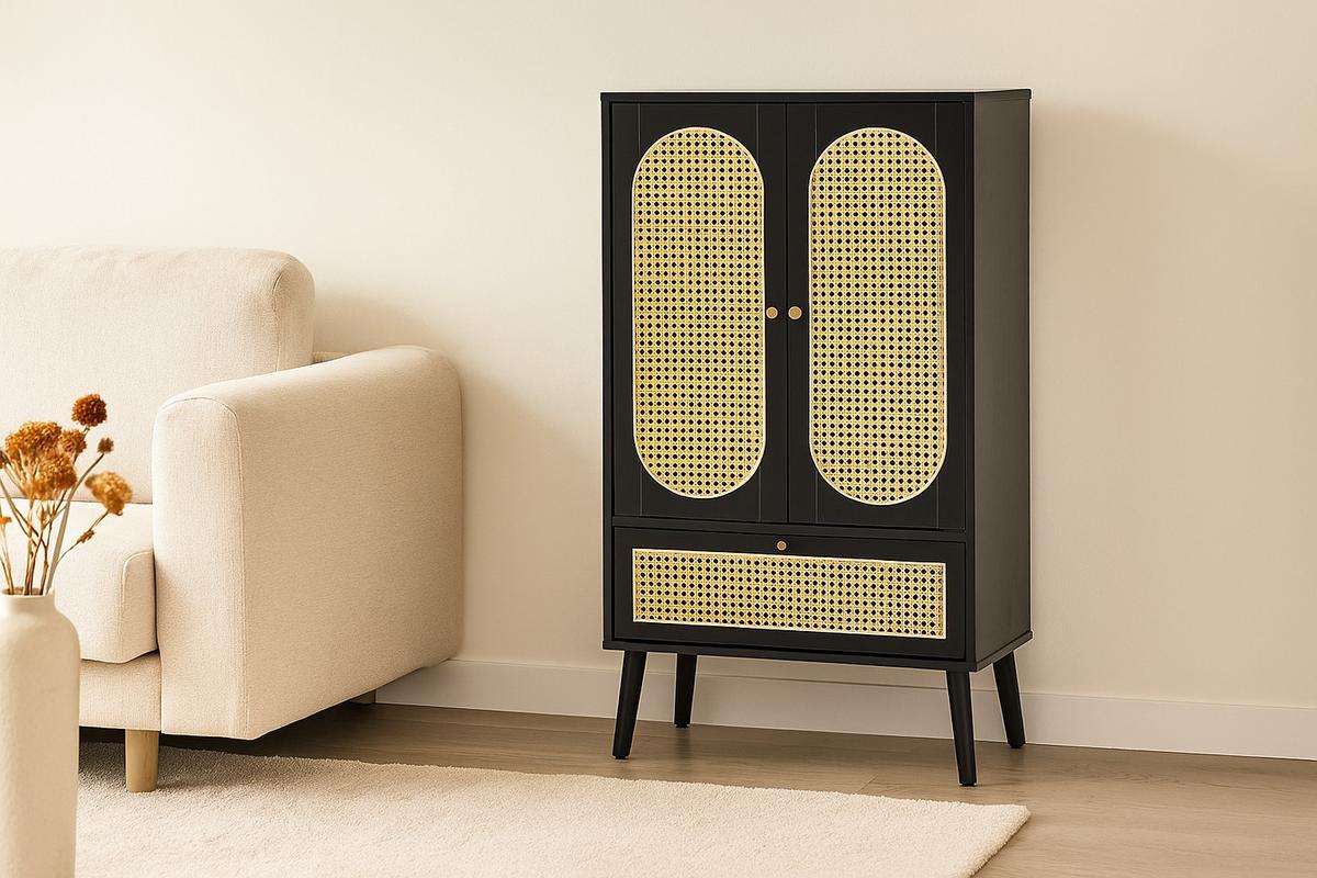 HIGHBOARD Schwarz 60/40/110 cm - Schwarz, Holzwerkstoff (60/111/40cm) - Urban Meuble
