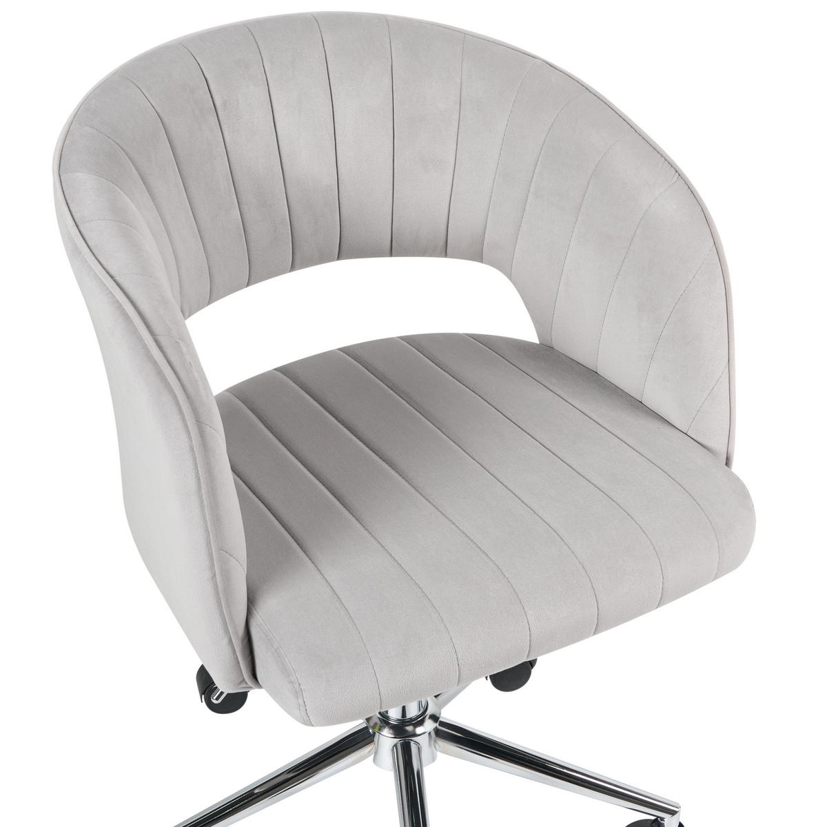 BÜROSTUHL Hellgrau Katonah - Silberfarben/Hellgrau, Textil (57/78/57cm) - Beliani