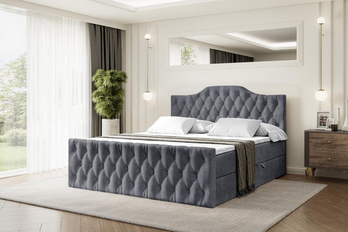 BOXBETT VILA-1-Z - 120x200 cm - H3 - Dunkelgrau - Dunkelgrau, Holzwerkstoff (120/200cm) - ALTDECOR