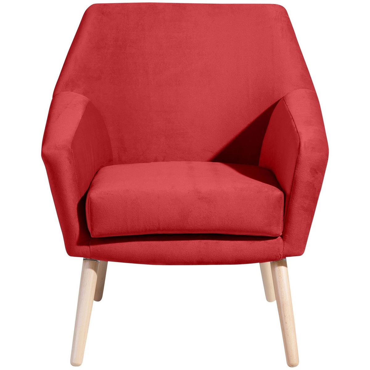 SESSEL Kachka Bezug Samtvelour Buche natur / rot - Buchefarben/Rot, Kunststoff (71/81/67cm) - 58aufmkessel