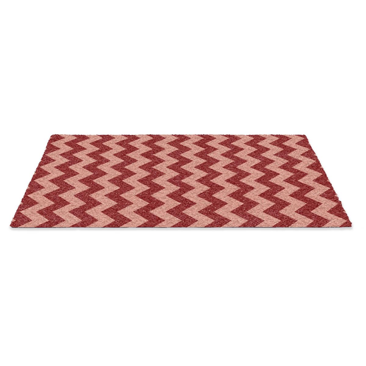 FUSSMATTE Zickzack - Streifen - Muster - Rot Schmutzfänger 90x60 cm - Bordeaux, Kunststoff (90/0.4cm) - MuchoWow
