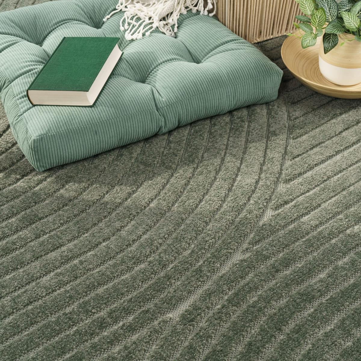 KURZFLORTEPPICH, mit Struktur, Florhöhe 6 mm, Grün, Ø 120 cm - Grün, Textil (120/120cm) - KADIMA DESIGN