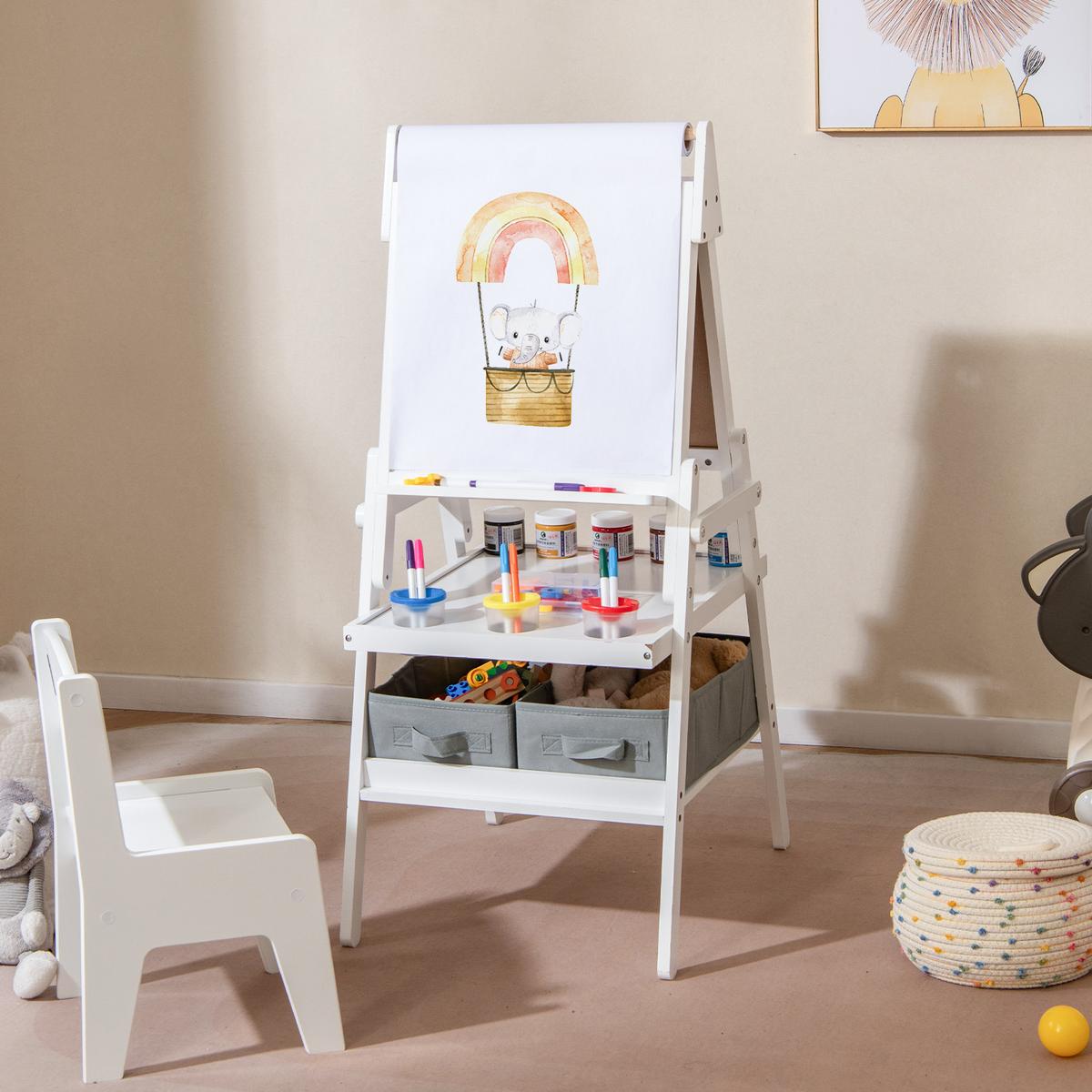 KINDERSTAFFELEI Weiß - Weiß, Holzwerkstoff (54/101.5/46cm) - COSTWAY