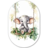 WANDBILD Elefant - Tier - Kinder - Dschungel Deko Groß 80x120 cm - Hellgrau, Kunststoff (80/120cm) - MuchoWow