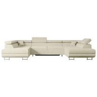 WOHNLANDSCHAFT mit Schlaffunktion und Bettkasten GUSA-U 342x202x107 cm Beige Bouclé - Beige/Silberfarben, Holzwerkstoff/Textil (342/107/202cm) - ALTDECOR
