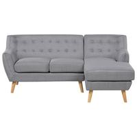 3-SITZER-ECKSOFA Polyester Grau rechtsseitig Motala - Hellgrau, Textil (176/138cm) - Beliani