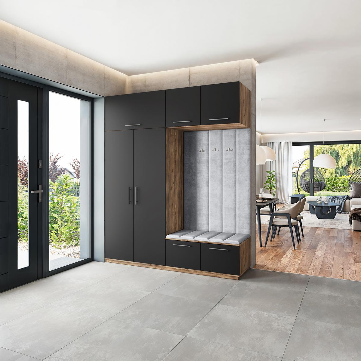 GARDEROBENSCHRANK REMA 200/240/60 cm Modern Eichefarben - Eichefarben/Hellgrau, Holzwerkstoff (200/240/60cm) - MASSENO