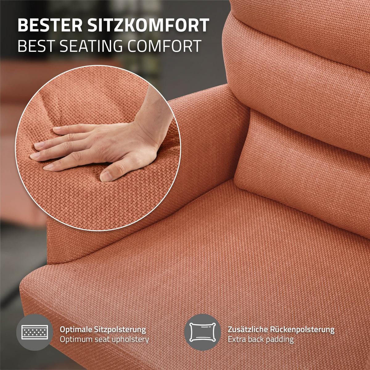 ESSZIMMERSTUHL 4er Set drehbar Orange Stoffbezug - Schwarz/Orange, Textil/Metall (64.5/93/64cm) - ML-DESIGN