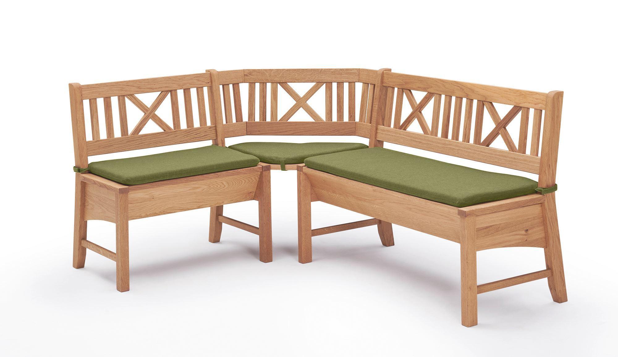 ECKBANK Deborah 177 x 204 x 87 Massivholz Buche lackiert/Grün - Buchefarben/Grün, Holz (177/204cm) - 58aufmkessel