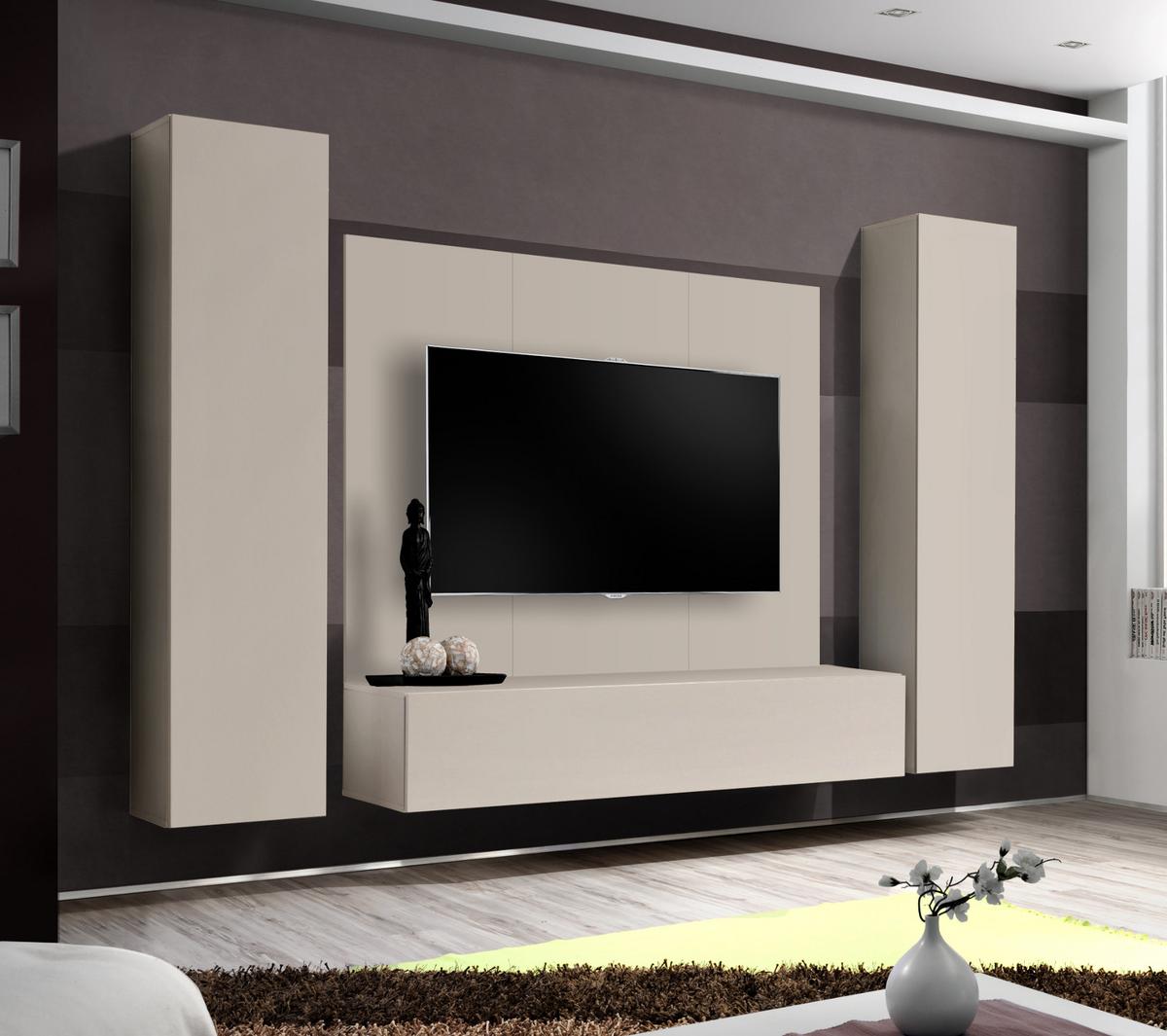 WOHNWAND Kaschmir 4-teilig 260 cm hängend, Schrankwand mit Push-to-Open - Kaschmir, Holzwerkstoff (260/170/40cm) - Inn.Furn