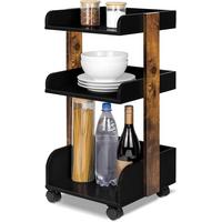 ROLLWAGEN Bosse Schwarz-Braun - Wildeiche/Multicolor, Holz/Holzwerkstoff (32/69/35cm) - BoMoe