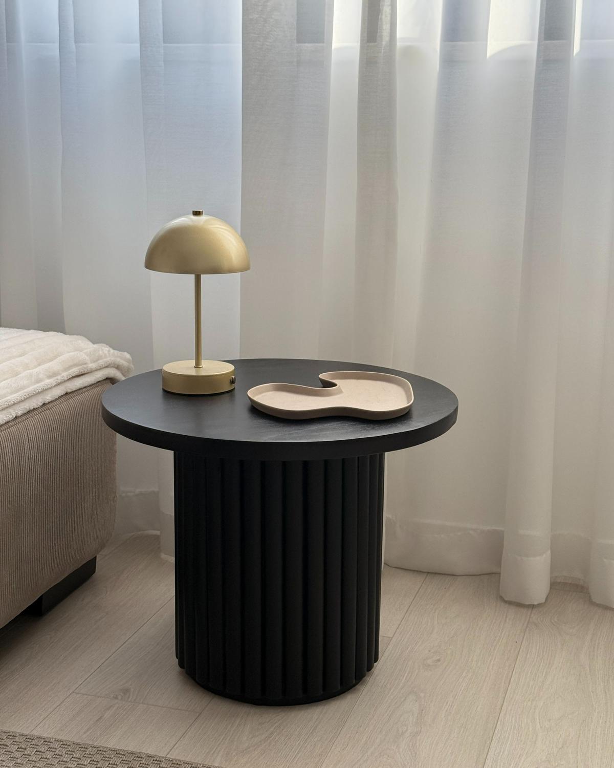 COUCHTISCH Mangoholz schwarz rund 50 cm Lemont - Schwarz, Holz (50/50/40cm) - Beliani