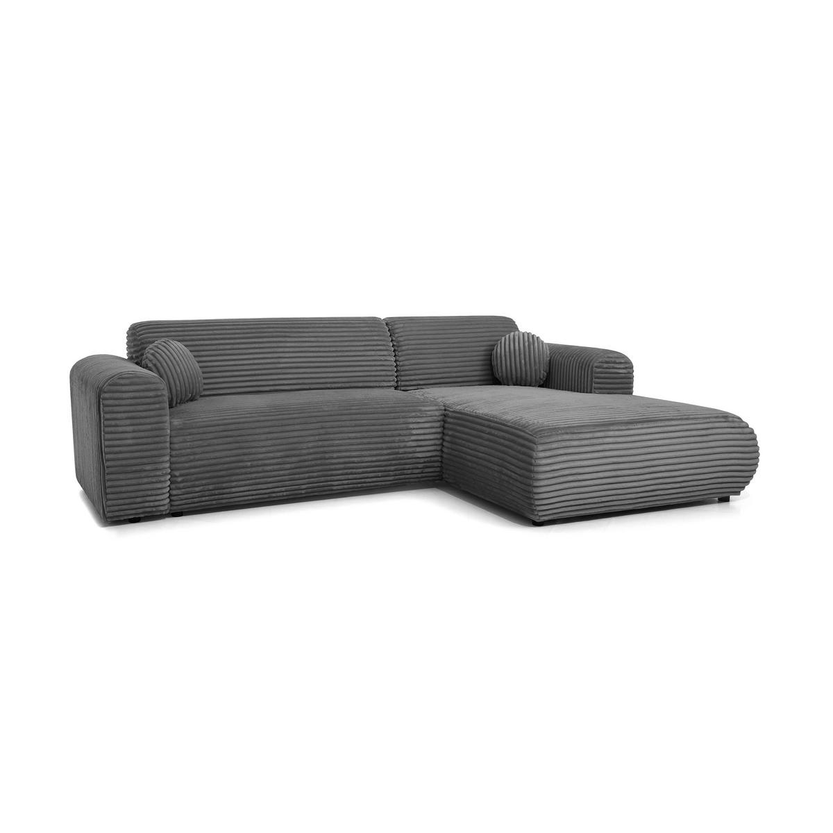 ECKSOFA Puerto, ohne Schlaffunktion, Dunkelgrau, rechts - Dunkelgrau/Schwarz, Textil (269/170cm) - Beautysofa