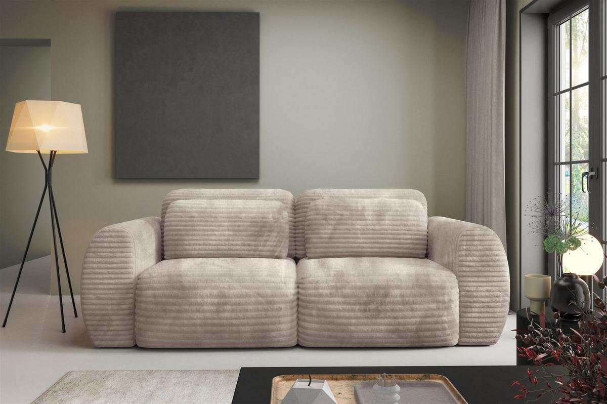 SCHLAFSOFA Simone - Beige, Holzwerkstoff/Textil (266/95/110cm) - Fun Möbel