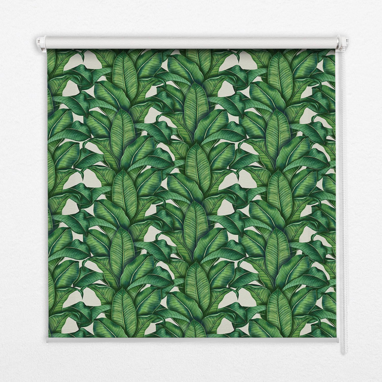 INNENROLLO - Fensterrollo - Rollo - 140x140 cm - Grüne Blätter - Grün, Kunststoff (140/140/0.5cm) - TULUP