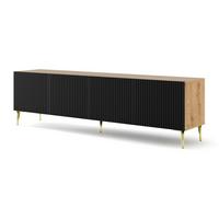 TV LOWBOARD Artisan Eiche, Schwarz, Gold 200/56/42 - Goldfarben/Schwarz, Holzwerkstoff (200/56/42cm) - RAUMHIRSCH FURNITURE