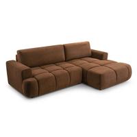 ECKSOFA VASTO Braun Geflochtener Stoff mit Schlaffunktion - Braun, Holz (261/152cm) - MASSENO