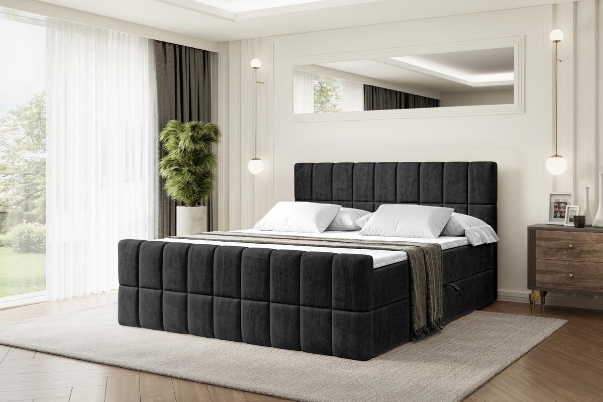 BOXBETT MIAMI-Z - 140x200 cm - H3 - Schwarz - Schwarz, Holzwerkstoff (140/200cm) - ALTDECOR