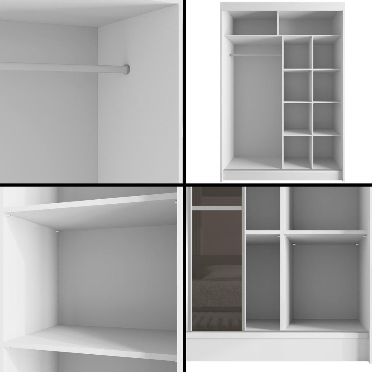 KLEIDERSCHRANK PEKA III - 150 cm - Weiß|Grau - Weiß/Grau, Holzwerkstoff (150/215/61cm) - ALTDECOR