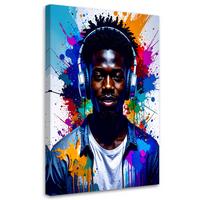 LEINWANDBILD DJ Musik Kopfhörer Junge 80x120cm - Multicolor, Textil (80/120cm) - Feeby