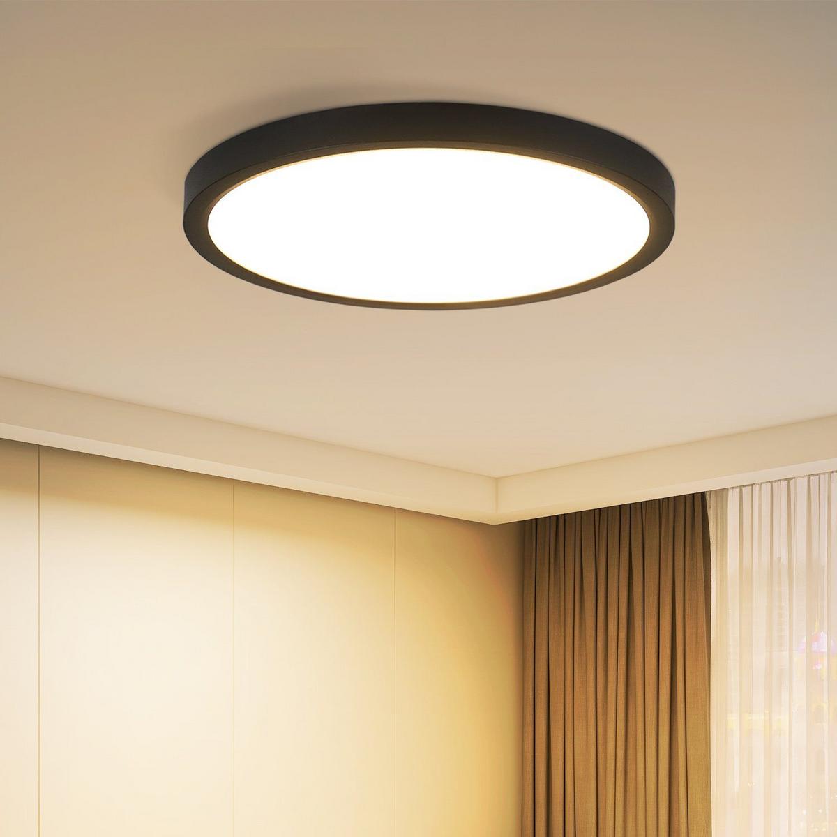 LED-DECKENLEUCHTE Crescentia 18/18/3 cm - Schwarz, Kunststoff (18/18/3cm) - Nettlife