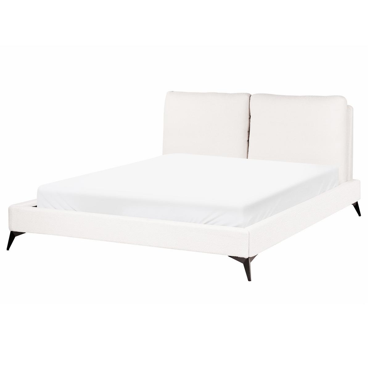 POLSTERBETT mit Lattenrost 160x200 cm Weiß Melle - Creme, Textil (160/200cm) - Beliani