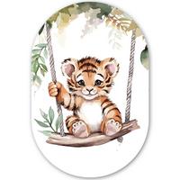 WANDBILD Tiger - Tier - Kinder - Dschungel Deko Groß 80x120 cm - Dunkelorange, Kunststoff (80/120cm) - MuchoWow